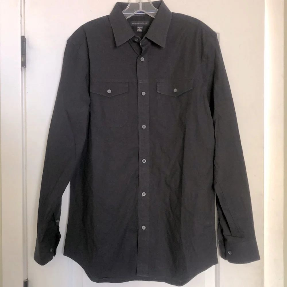 Banana Republic black pinstripe shirt sz 15